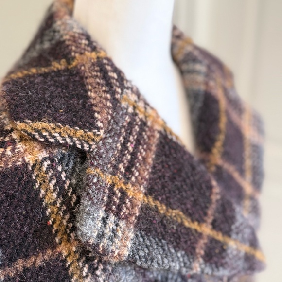 🍀 VTG Wool Alpaca Mohair HENRY WHITE Plaid Double-Breasted Women's Coat  - 10 - Picture 9 of 16